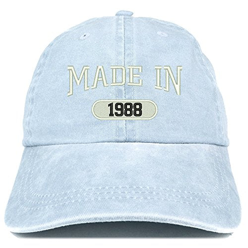 Trendy Apparel Shop Made in 1988 Embroidered 33rd Birthday Washed Baseball Cap