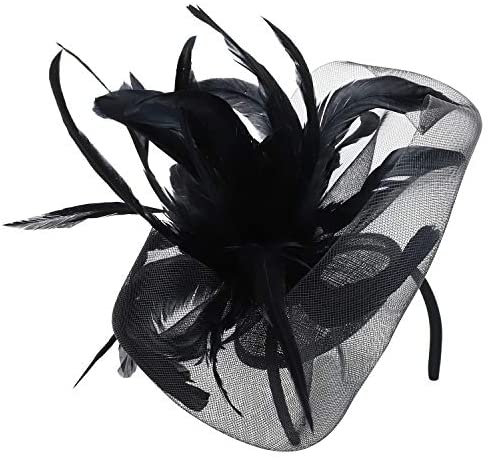 Trendy Apparel Shop Feathers Mesh Net Sinamay Cocktail Party Fascinator Headband