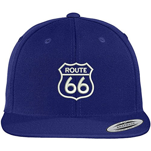 Trendy Apparel Shop Route 66 Embroidered Flat Bill Snapback Baseball Cap