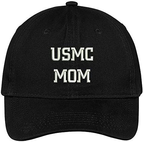 Trendy Apparel Shop USMC Mom Embroidered Soft Crown 100% Brushed Cotton Cap