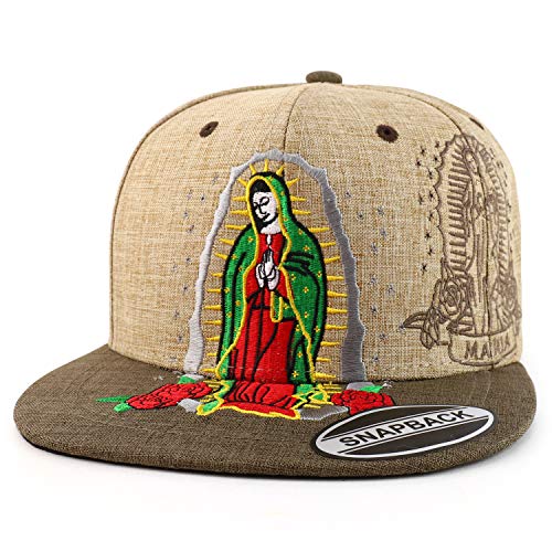 Trendy Apparel Shop Lady of Guadalupe Maria Embroidered Flatbill Snapback Cap