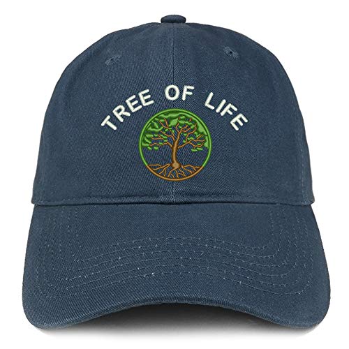 Trendy Apparel Shop Tree of Life Embroidered Soft Crown 100% Brushed Cotton Cap