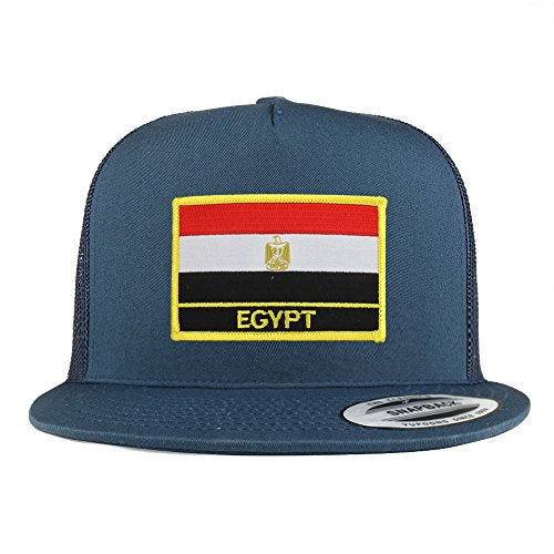 Trendy Apparel Shop Egypt Flag 5 Panel Flatbill Trucker Mesh Snapback Cap