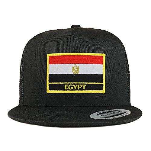 Trendy Apparel Shop Egypt Flag 5 Panel Flatbill Trucker Mesh Snapback Cap