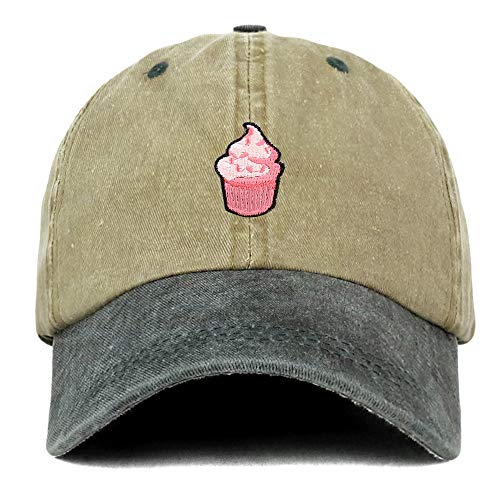 Trendy Apparel Shop Cupcake Patch Pigment Dyed Washed Two Tone Baseball Cap