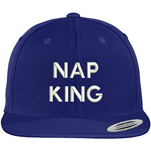 Trendy Apparel Shop Nap King Embroidered Flatbill Snapback Baseball Cap