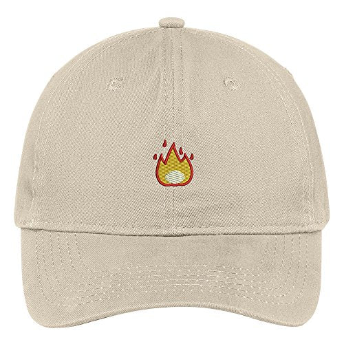 Trendy Apparel Shop Fire Emoticon Embroidered 100% Quality Brushed Cotton Baseball Cap