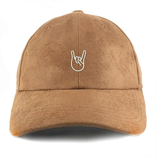 Trendy Apparel Shop Rock on Embroidered Faux Suede Leather Adjustable Cap