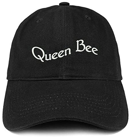 Trendy Apparel Shop Queen Bee Text Embroidered Soft Crown 100% Brushed Cotton Cap