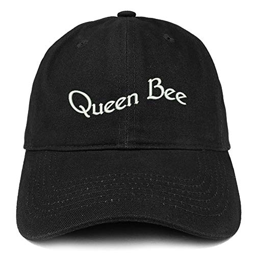 Trendy Apparel Shop Queen Bee Text Embroidered Soft Crown 100% Brushed Cotton Cap
