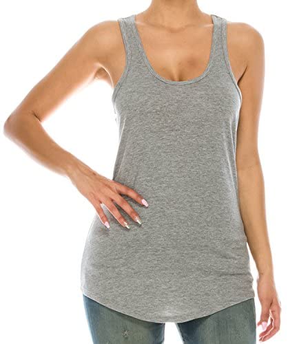 Trendy Apparel Shop Plain Racerback Scallop Bottom Tank Top