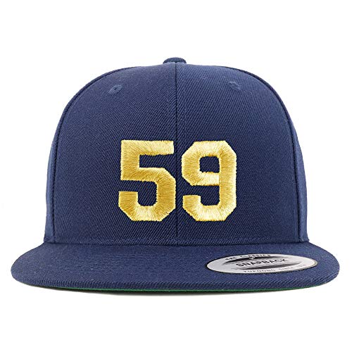 Trendy Apparel Shop Number 59 Gold Thread Flat Bill Snapback Baseball Cap