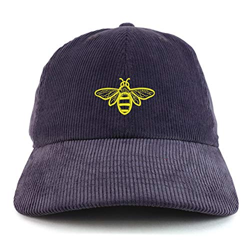 Trendy Apparel Shop Bee Embroidered Cotton Corduroy Unstructured Baseball Cap