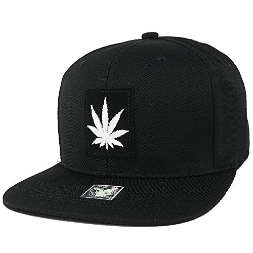 Trendy Apparel Shop Marijuana Leaf Rubber Patch Cotton Adjustable Snapback Cap