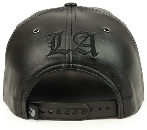 Trendy Apparel Shop Los Angeles 3D Embroidered PU Leather Style Flatbill Snapback Cap
