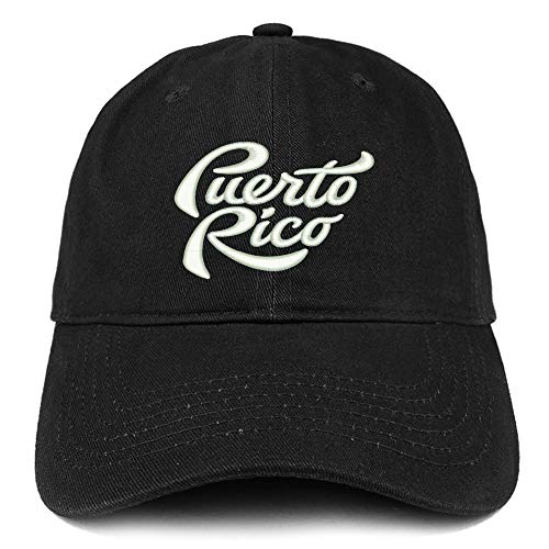 Trendy Apparel Shop Puerto Rico Script Embroidered Soft Crown 100% Brushed Cotton Cap