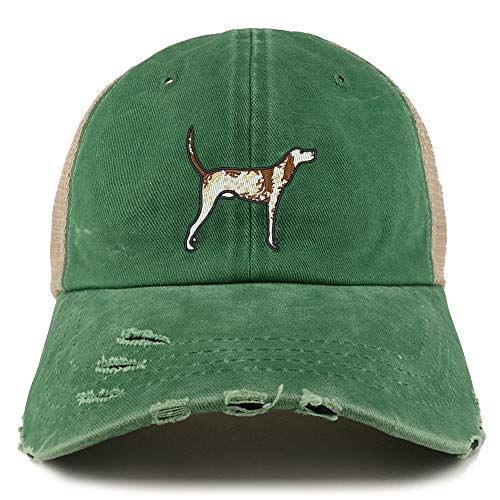 Trendy Apparel Shop Pointer Dog Embroidered Frayed Bill Trucker Mesh Back Cap