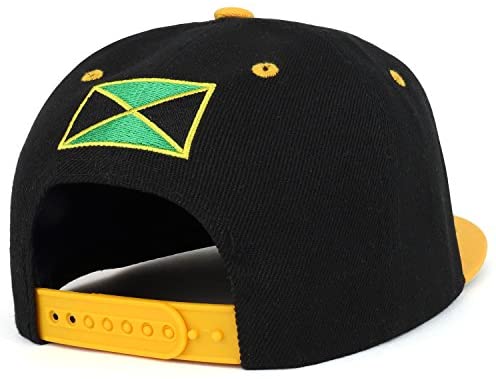 Trendy Apparel Shop Jamaica 3D Text and Flag Embroidered Flatbill Snapback Cap