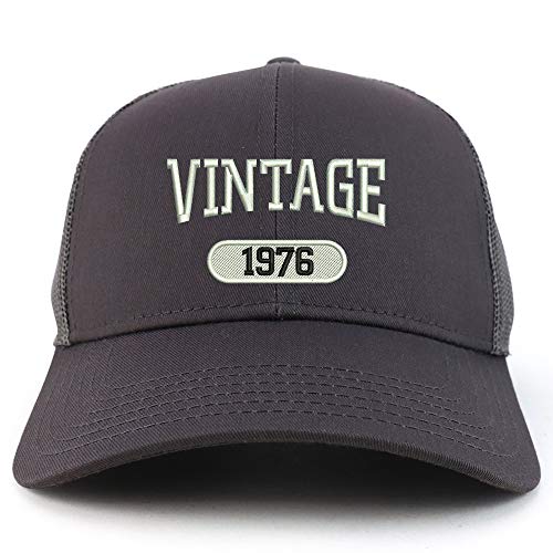 Trendy Apparel Shop Vintage 1976 Embroidered 45th Birthday High Profile High Profile Trucker Mesh Cap
