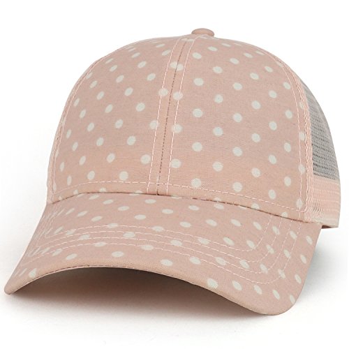 Trendy Apparel Shop Women's Polka Dots Printed Mesh Back Trucker Cap