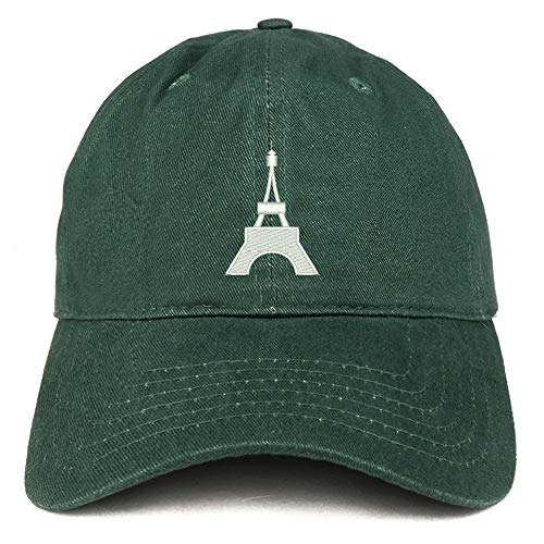 Trendy Apparel Shop Small Eifel Tower Embroidered Soft Crown 100% Brushed Cotton Cap