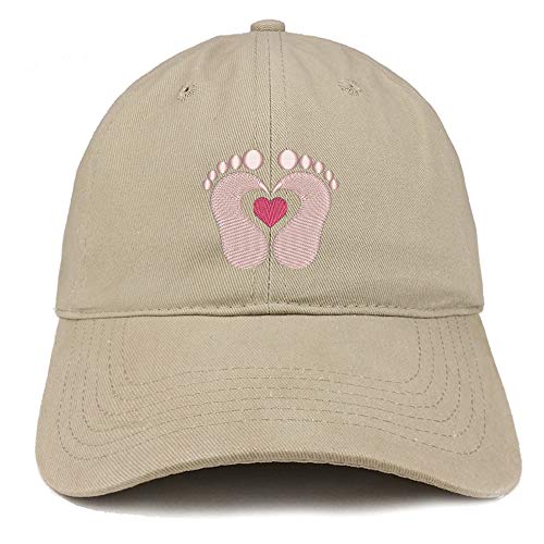 Trendy Apparel Shop Baby Feet Embroidered Brushed Cotton Cap