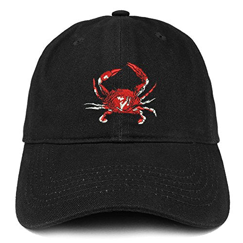 Trendy Apparel Shop Red Crab Embroidered Low Profile Brushed Cotton Cap