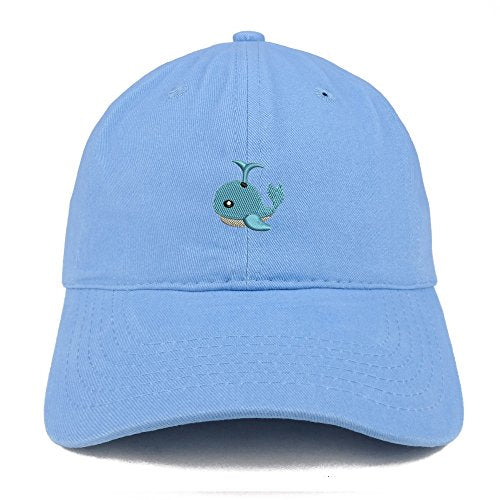 Trendy Apparel Shop Spouting Whale Emoticon Embroidered 100% Soft Brushed Cotton Low Profile Cap
