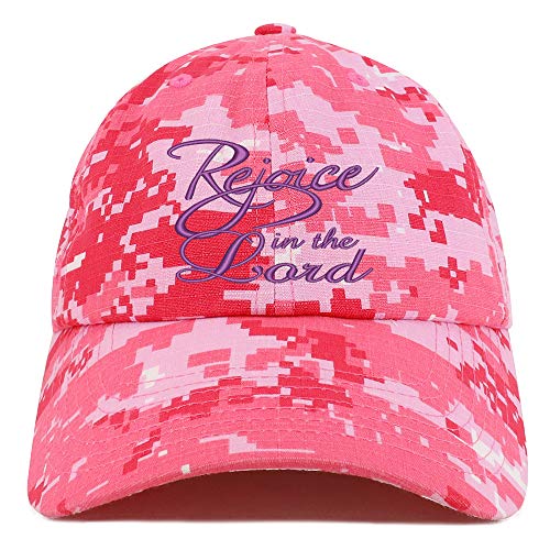 Trendy Apparel Shop Rejoice in The Lord Embroidered Soft Crown 100% Brushed Cotton Cap