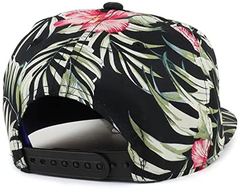 Trendy Apparel Shop Tropical Floral Print Cotton Flat Bill Snapback Cap