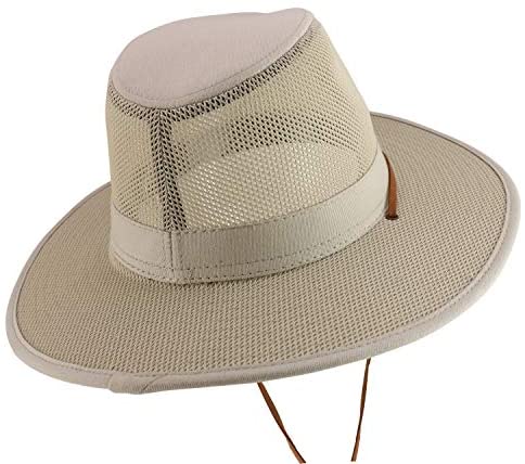 Trendy Apparel Shop Men's Cotton Canvas Mesh Crown Wide Brim Outback Hat