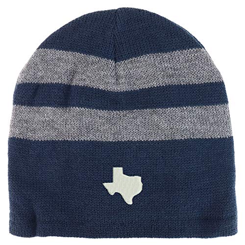 Trendy Apparel Shop Texas State Embroidered Fleece Lined Striped Short Beanie