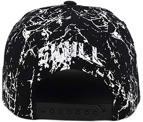 Trendy Apparel Shop Cracked Skull Embroidered Splatter Flatbill Snapback Hat