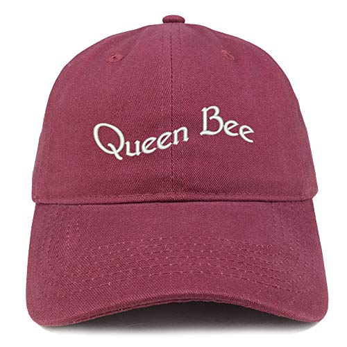 Trendy Apparel Shop Queen Bee Text Embroidered Soft Crown 100% Brushed Cotton Cap