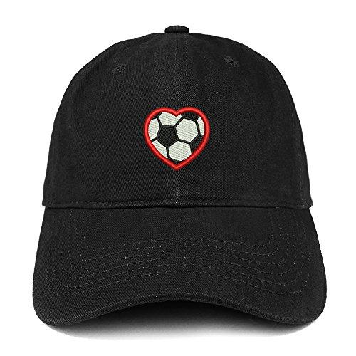 Trendy Apparel Shop Soccer Heart Quality Embroidered Low Profile Brushed Cotton Dad Hat Cap
