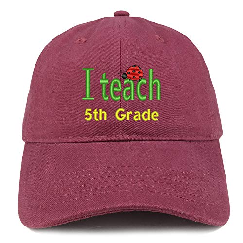 Trendy Apparel Shop I Teach 5th Grade Embroidered Soft Crown 100% Brushed Cotton Cap