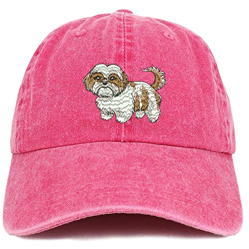 Trendy Apparel Shop Shih Tzu Embroidered Washed Low Profile Cap