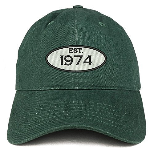Trendy Apparel Shop Established 1974 Embroidered 47th Birthday Gift Soft Crown Cotton Cap