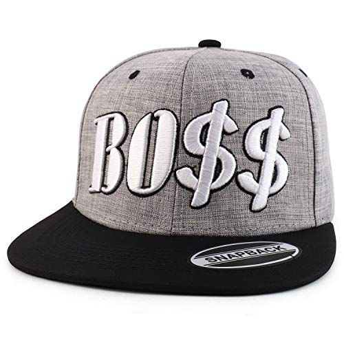 Trendy Apparel Shop Boss 3D Embroidered Two-Tone Flatbill Snapback Baseball Cap