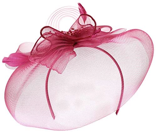 Trendy Apparel Shop Mesh Floral Ribbon Knot Feather Beaded Fascinator Headband