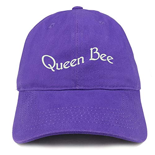 Trendy Apparel Shop Queen Bee Text Embroidered Soft Crown 100% Brushed Cotton Cap