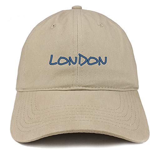 Trendy Apparel Shop London Text Embroidered Soft Crown 100% Brushed Cotton Cap