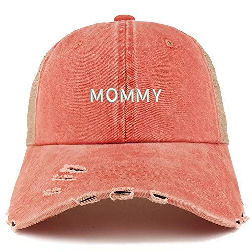 Trendy Apparel Shop Mommy Embroidered Washed Front Frayed Bill Cap