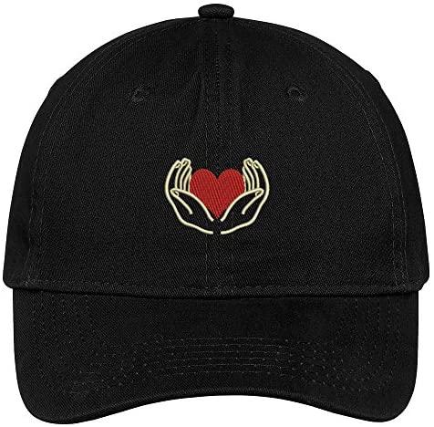 Trendy Apparel Shop Open Hands Holding Heart Embroidered Cap Premium Cotton Dad Hat