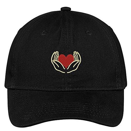 Trendy Apparel Shop Open Hands Holding Heart Embroidered Cap Premium Cotton Dad Hat