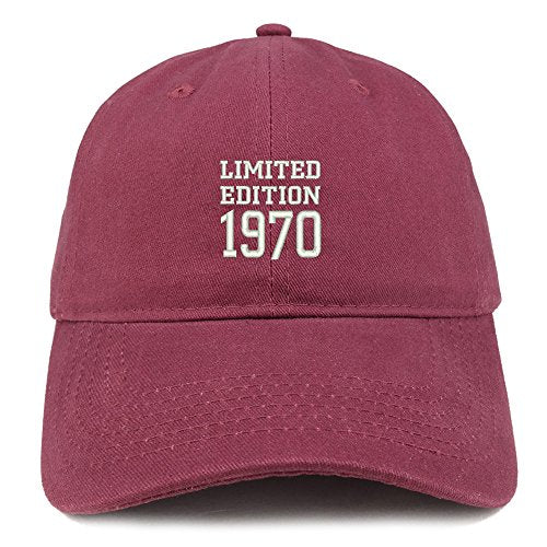 Trendy Apparel Shop Limited Edition 1970 Embroidered Birthday Gift Brushed Cotton Cap