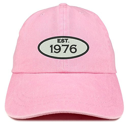 Trendy Apparel Shop Established 1976 Embroidered 45th Birthday Gift Pigment Dyed Washed Cotton Cap
