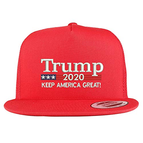 Trendy Apparel Shop Trump 2020 5 Panel Flatbill Trucker Mesh Snapback Cap