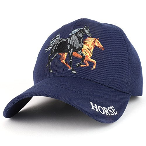 Trendy Apparel Shop Running Horses Embroidered Structured Adjustable Baseball Cap