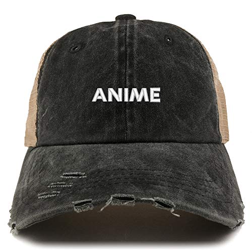 Trendy Apparel Shop Anime Washed Front Mesh Back Frayed Bill Cap